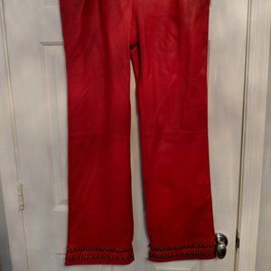 St. John Sport by Marie Grey red leather pants